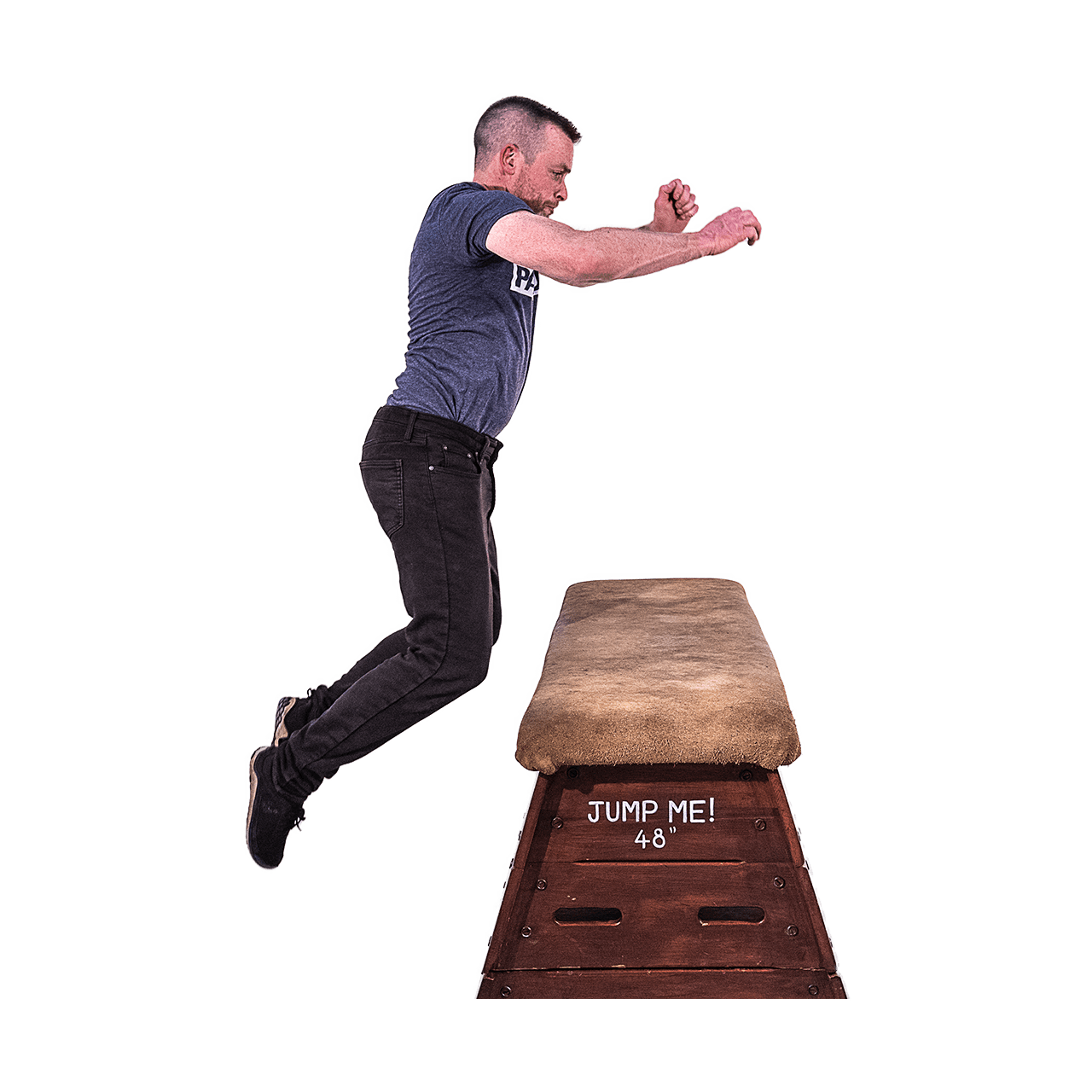 Andy does a box jump