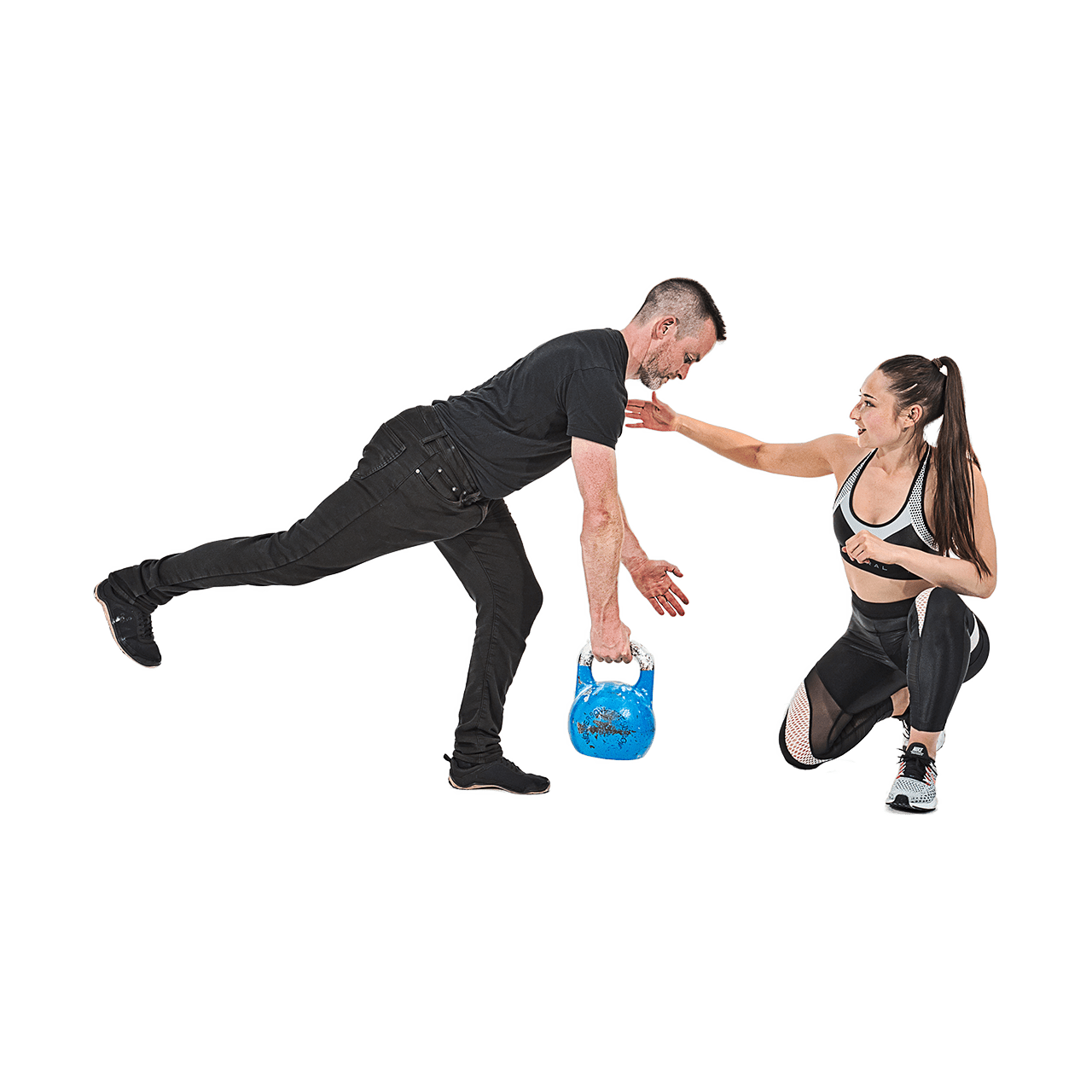 Lizzy teaches Andy a one-legged deadlift